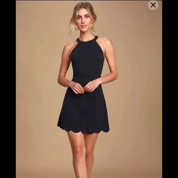 Lulu’s Mamacita Black Halter Skater Dress - Picture 1 of 7